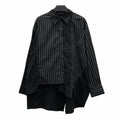 Pinstripe Panel Lapel Shirt
