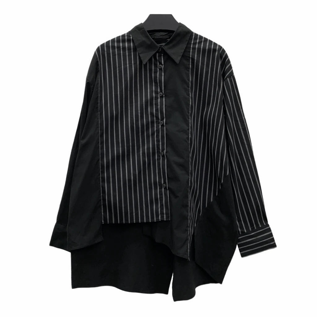 Pinstripe Panel Lapel Shirt