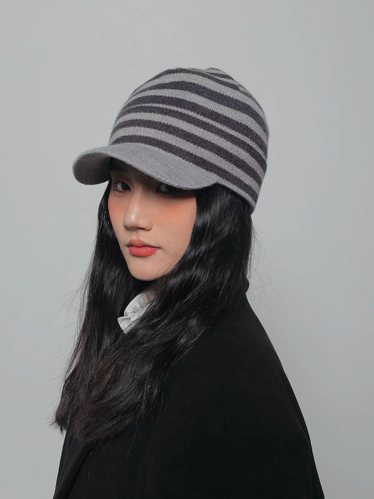 Striped Knit Duckbill Cap