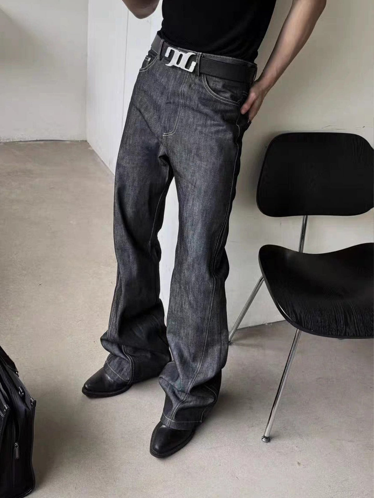 Raw Denim Flare Jeans