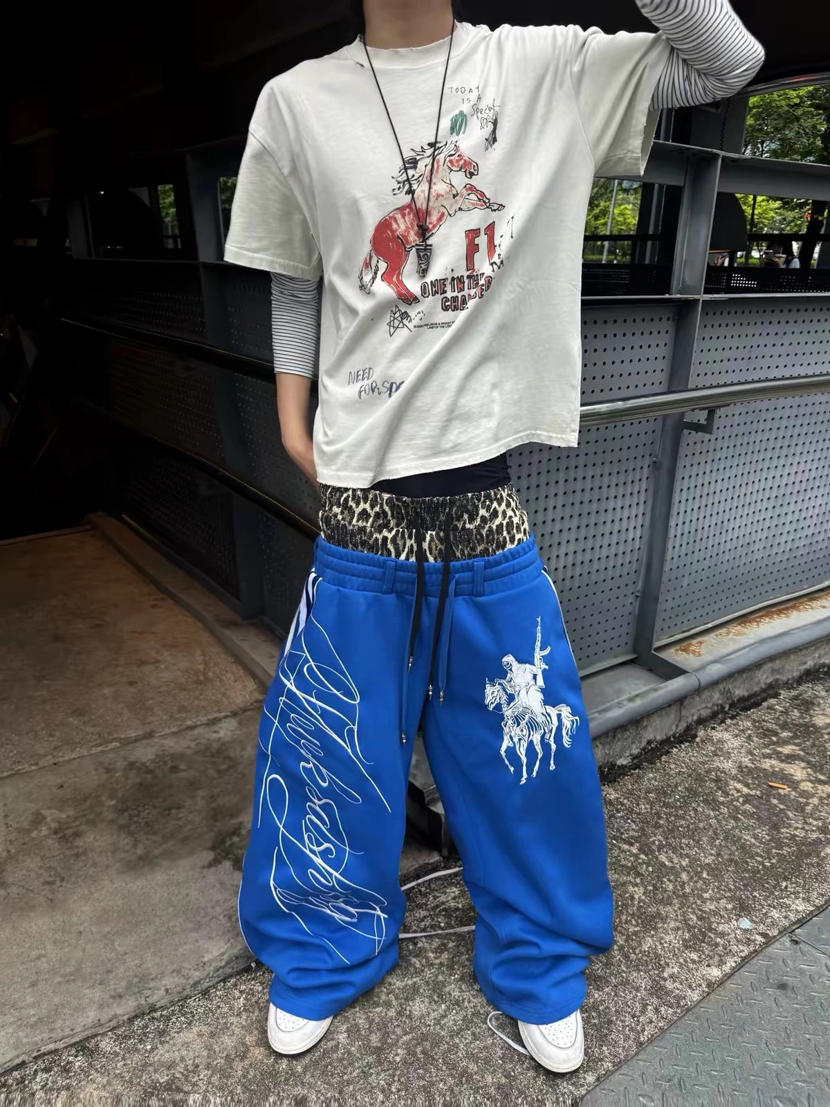 Leopard Panel Letter Sweatpants