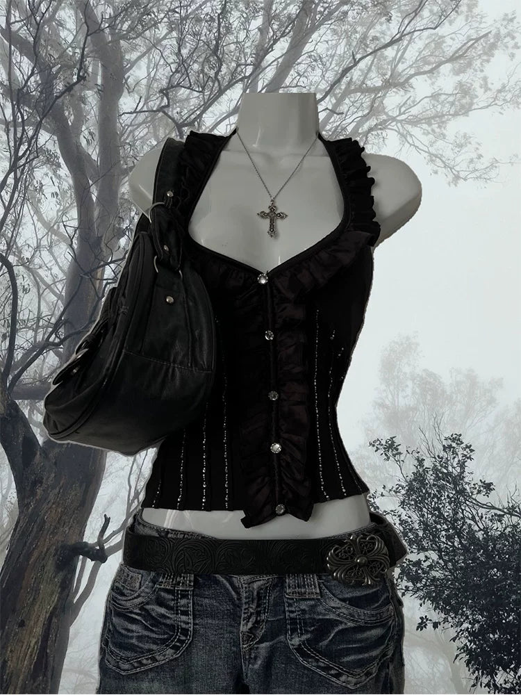 Ruffled Halter Corset Top