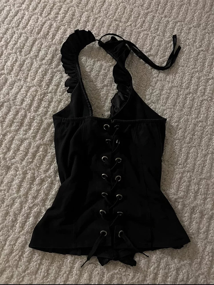 Ruffled Halter Corset Top