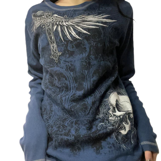 Wing Skull Long Sleeve Tee