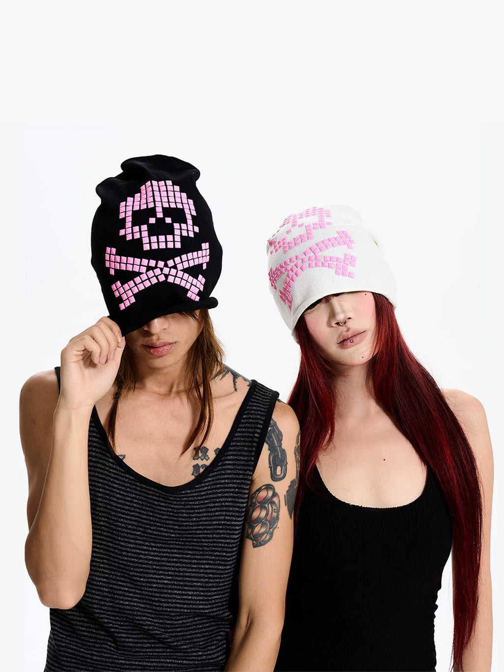Pink Skull Patch Beanie