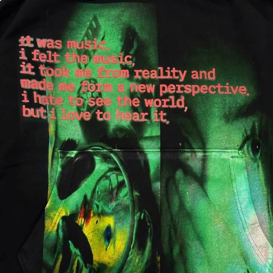 Green Graphic Print Hoodie