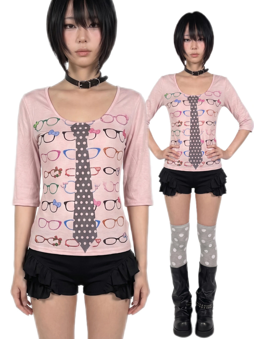 Pink Glasses Print Tee