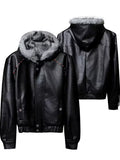 Faux Fur Hood Leather Jacket