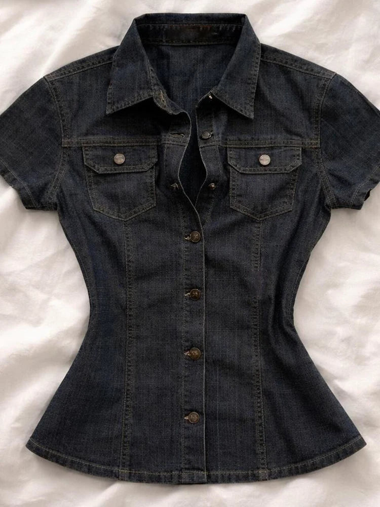 Blue Slim Denim Shirt