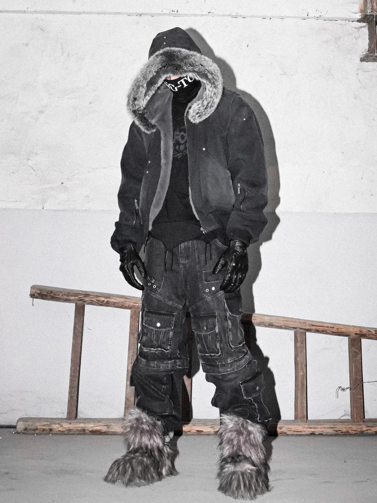 Fur Collar Washed Canvas Bomber