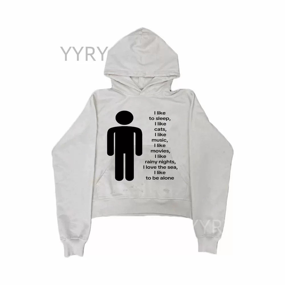 Graphic Print Cropped Hoodie