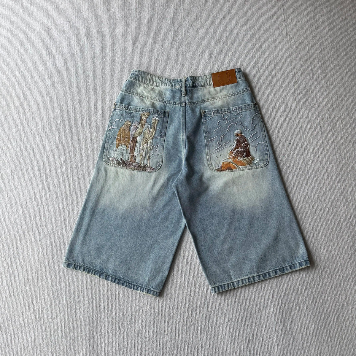 Embroidered Denim Jorts