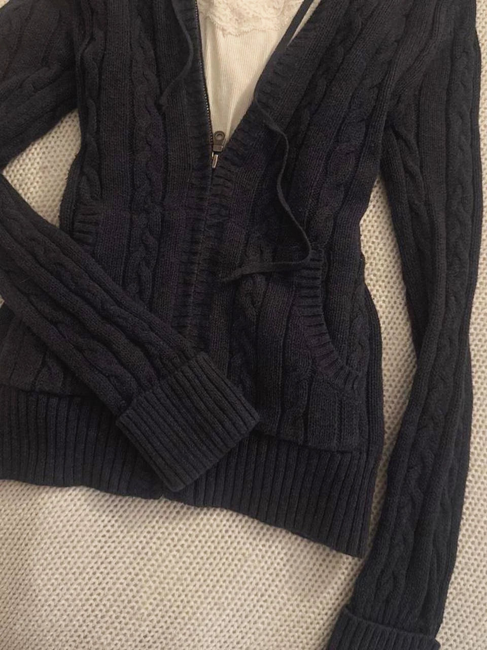 Hooded Rib Knit Cardigan