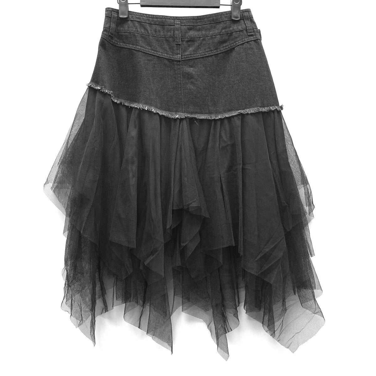Denim Mesh Patchwork Skirt