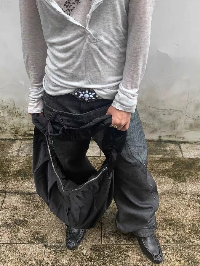 Double-Waist Raw Denim Flares