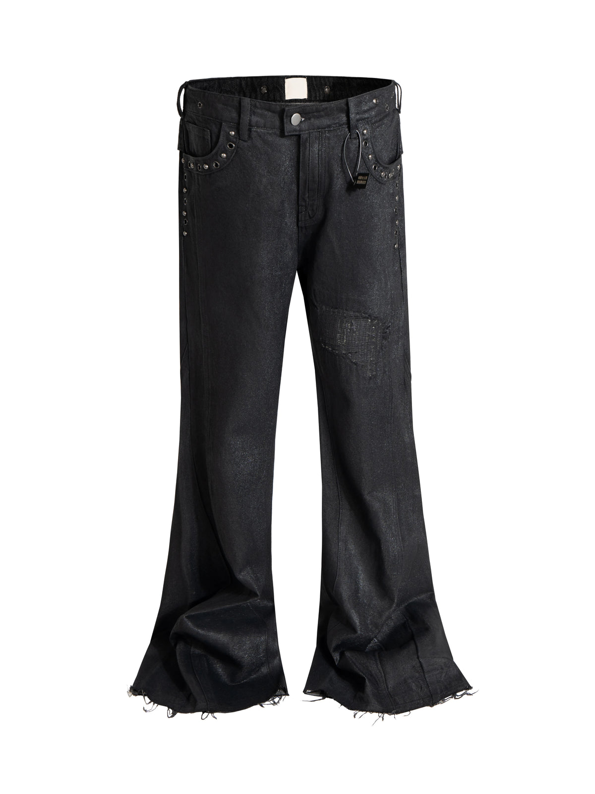 Waxed Rivet Low-Rise Bootcut Jeans