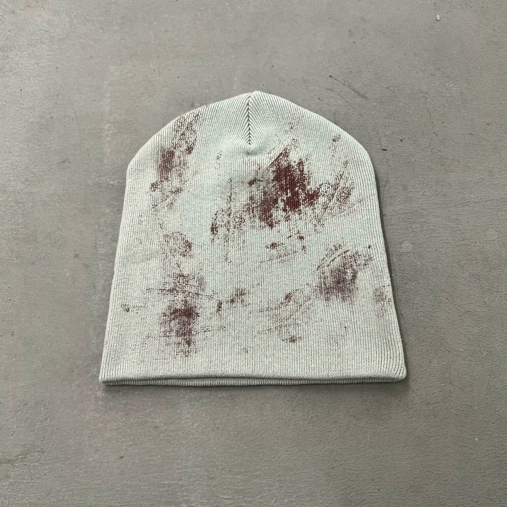 Distressed Cross Knit Beanie