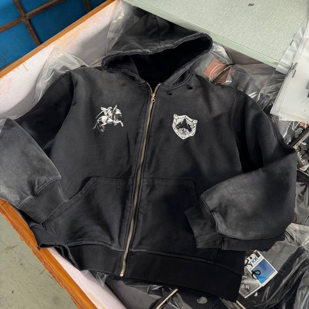 Templar Knight Washed Zip Hoodie