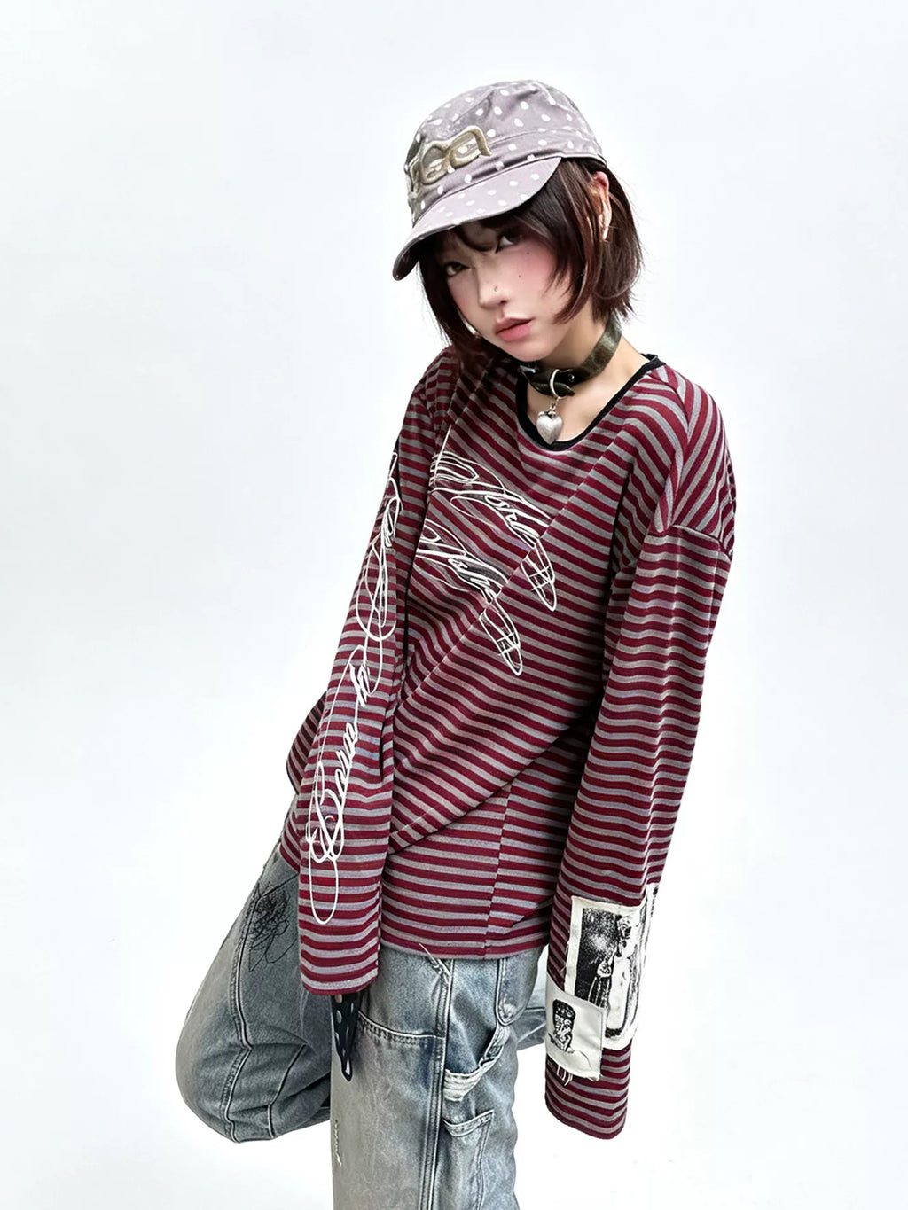 Striped Patchwork Print Long Sleeve