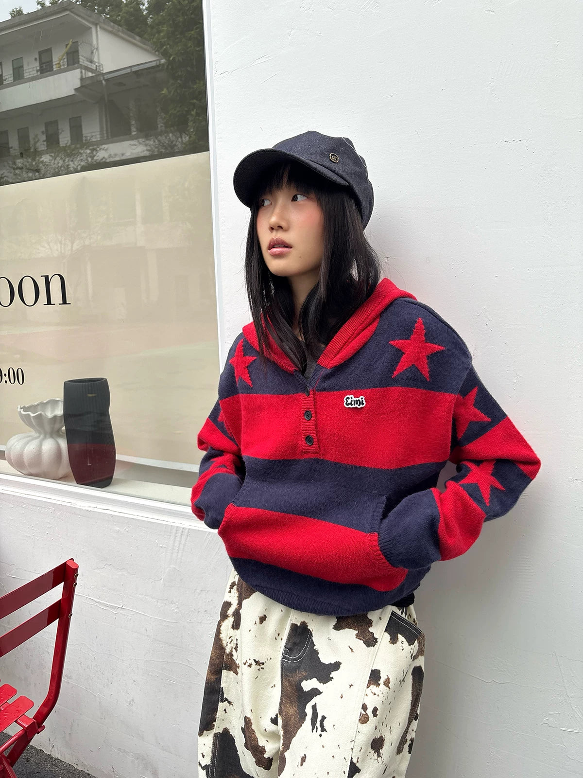 Striped Knit Hooded Sweater