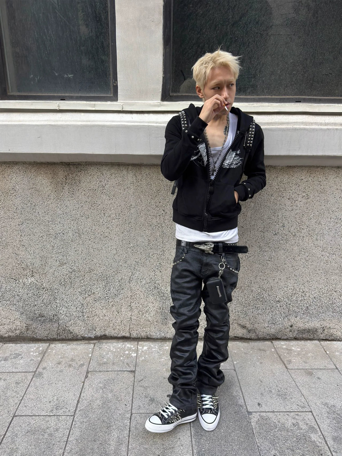 Cheetah Print Studded Zip Hoodie