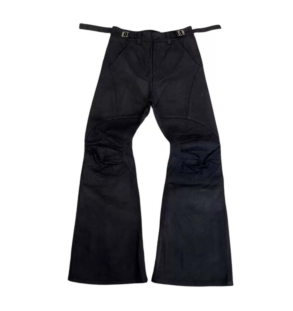 Waxed Biker Flare Pants