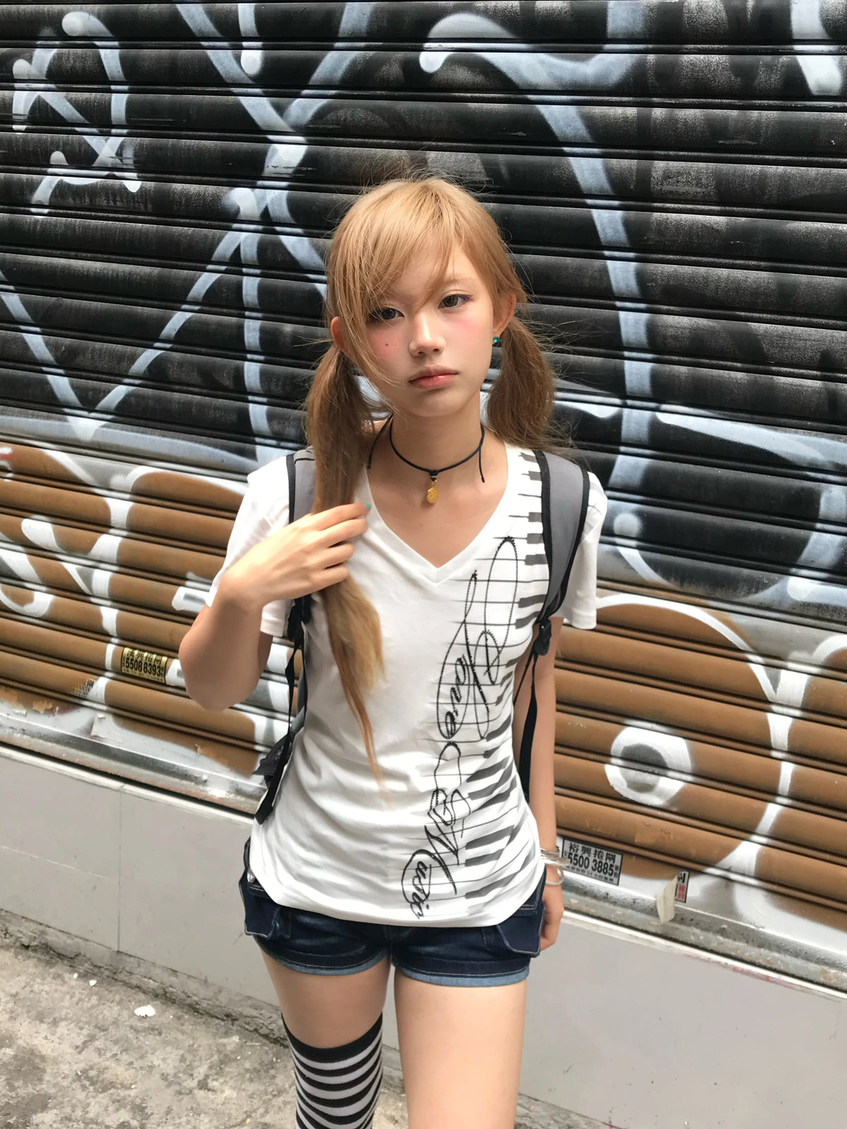 Piano Key V-Neck Tee