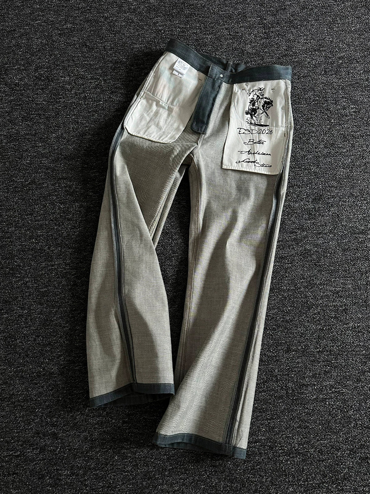 Grey Blue Five-Button Jeans