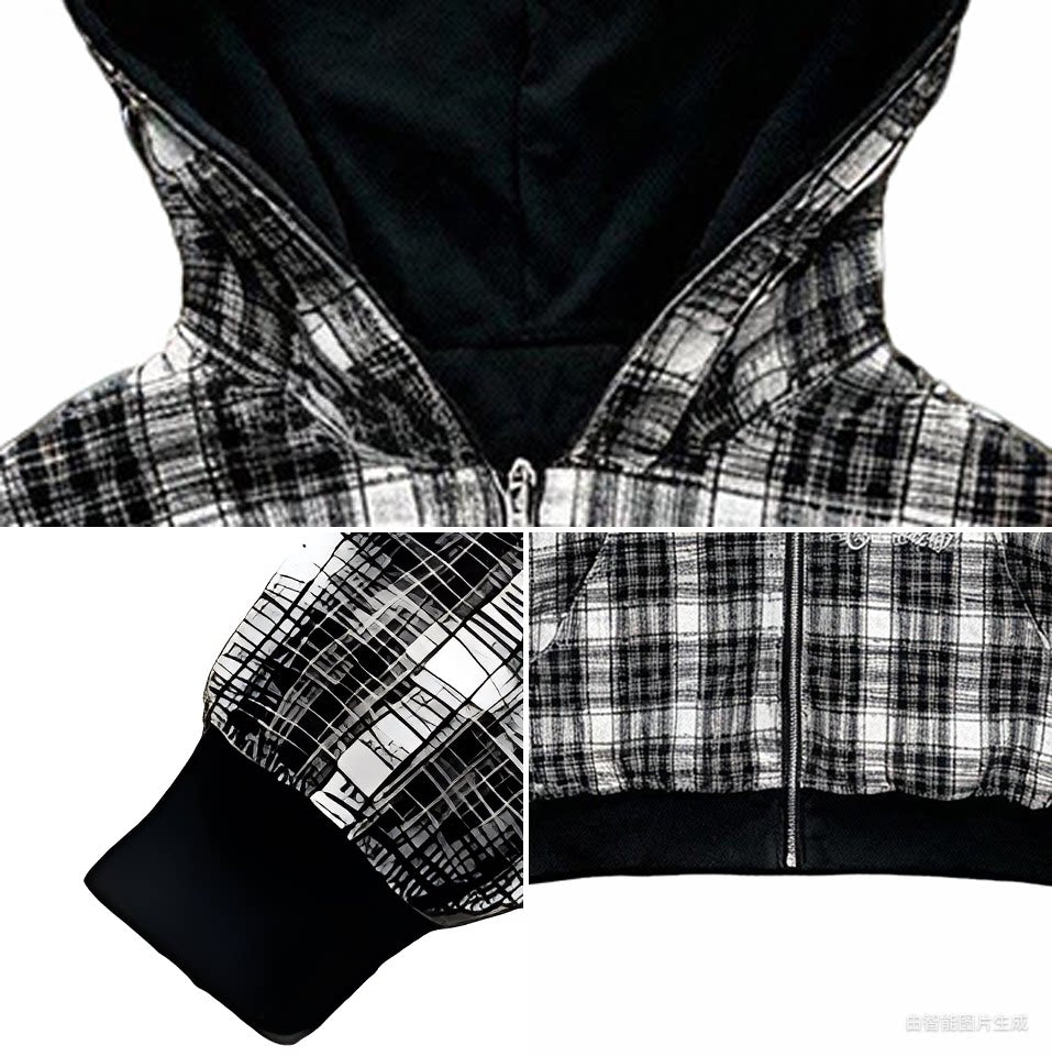 Reversible Plaid Hood Zip Jacket