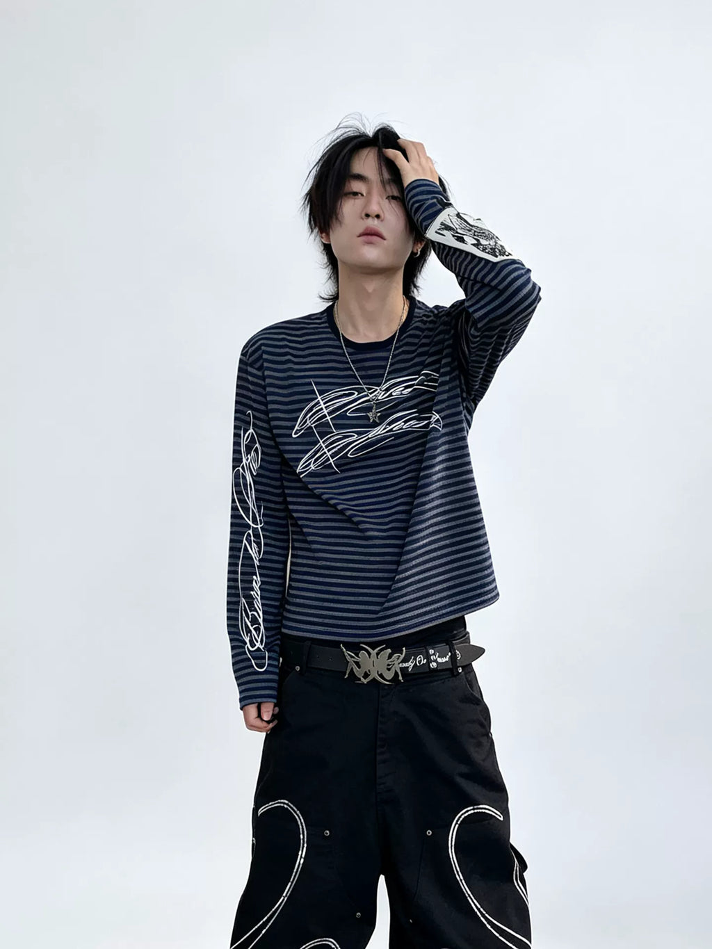 Striped Patchwork Print Long Sleeve