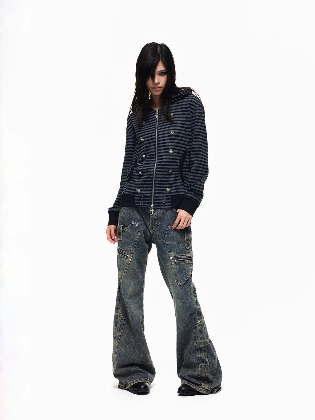 Floral Washed Multi-Pocket Flares