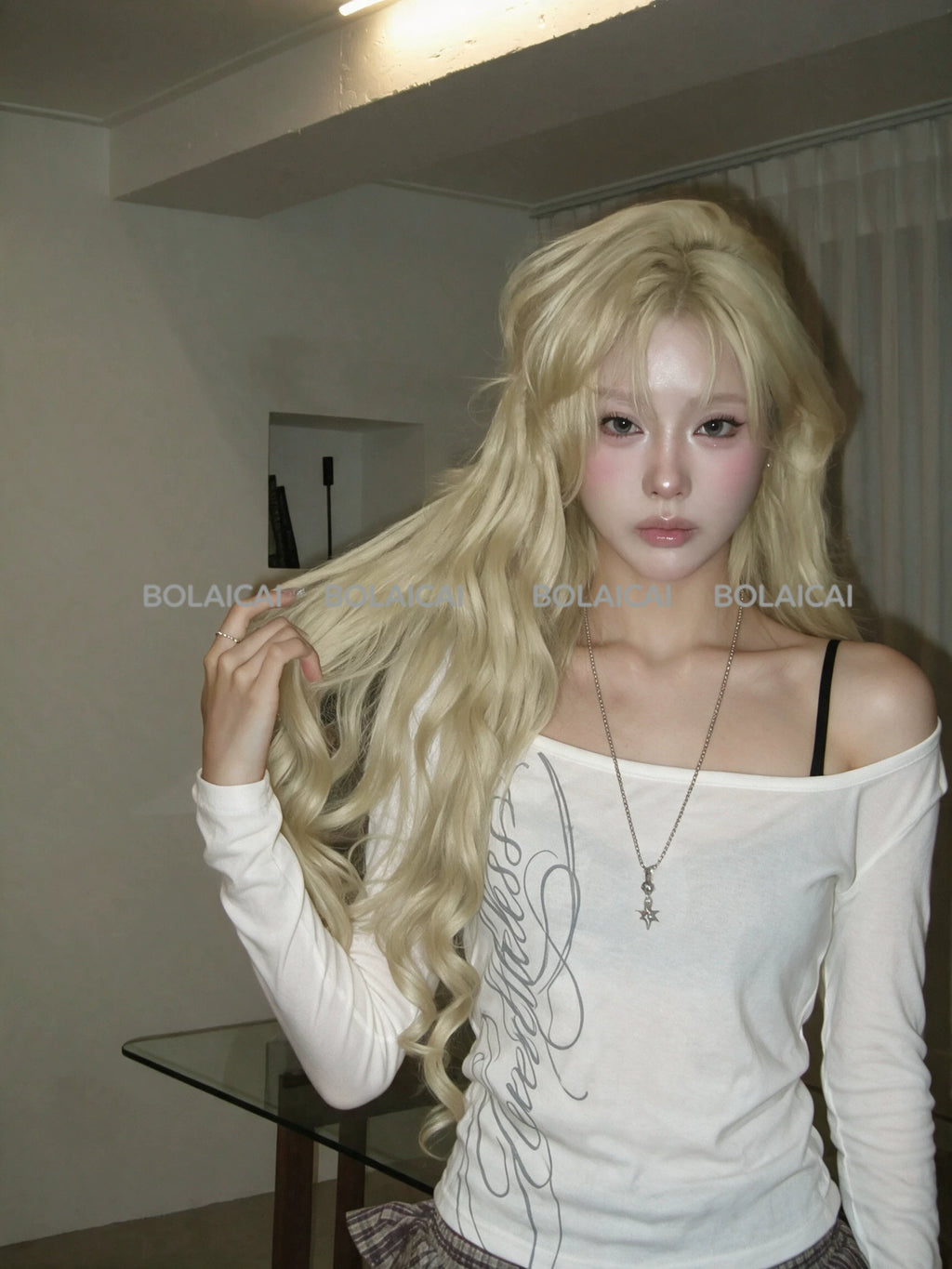 U-Neck Off-Shoulder Long Sleeve