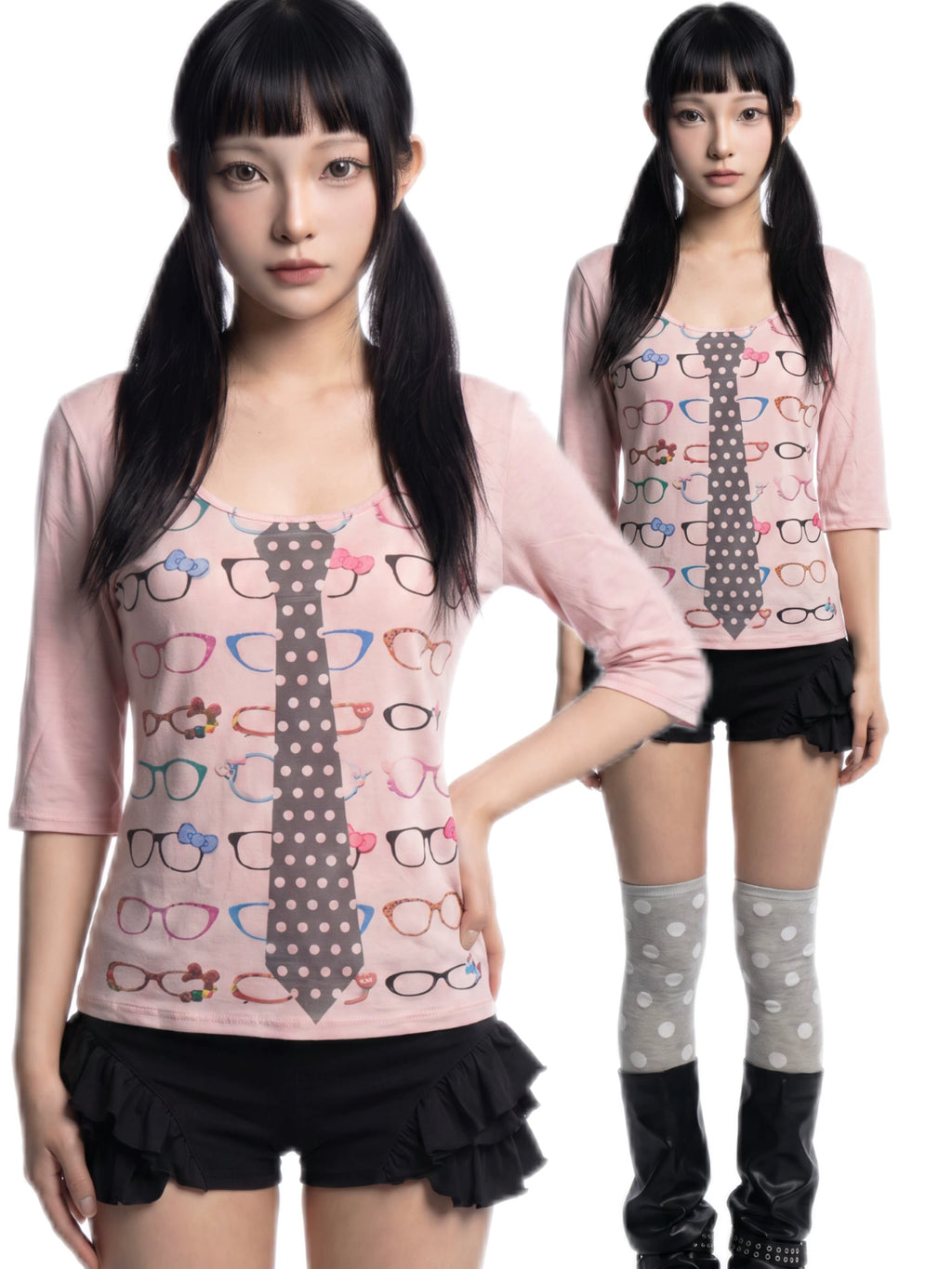Pink Glasses Print Tee