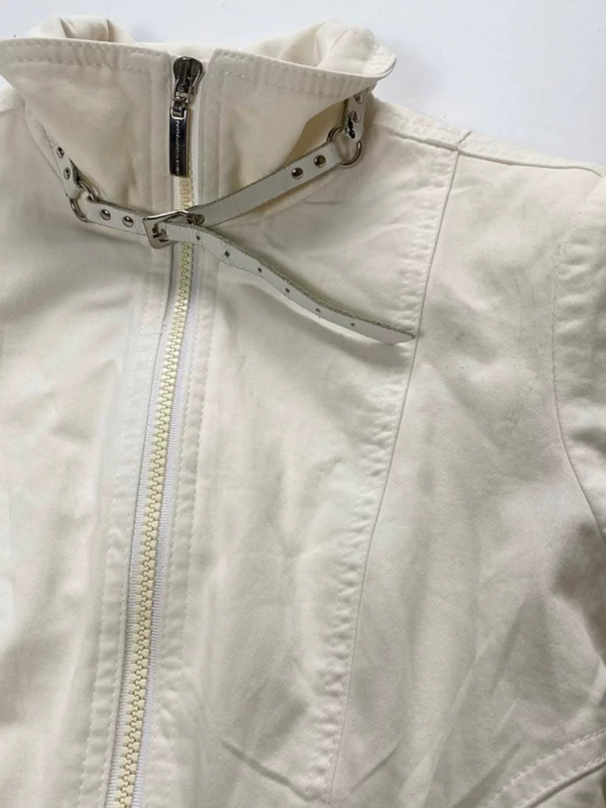 Apricot Belted Stand Collar Jacket