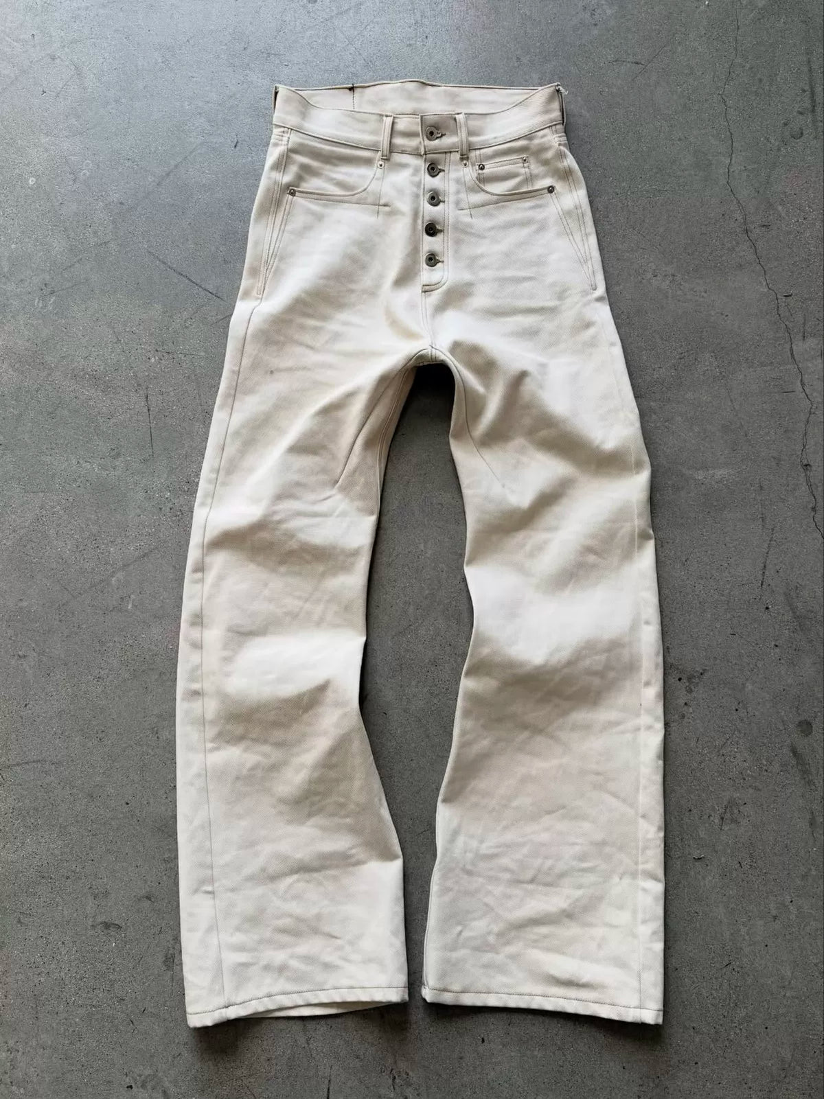 Five-Button Raw Denim Jeans