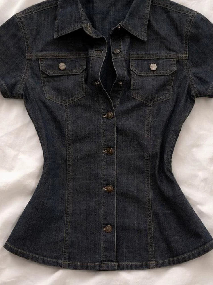 Blue Slim Denim Shirt