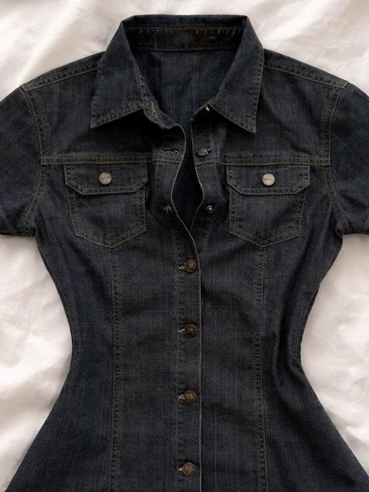 Blue Slim Denim Shirt