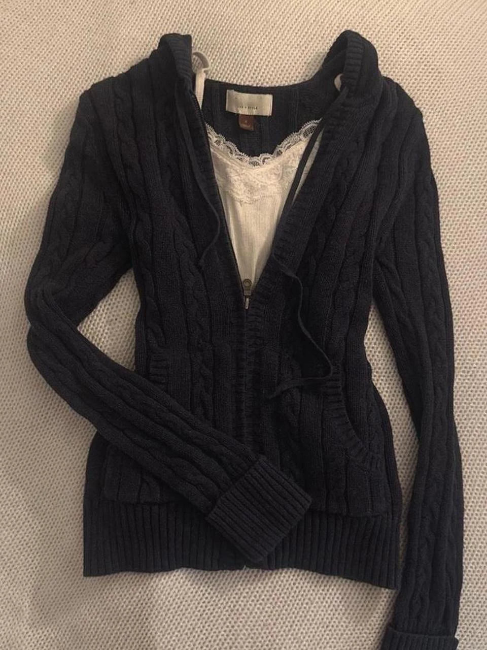 Hooded Rib Knit Cardigan
