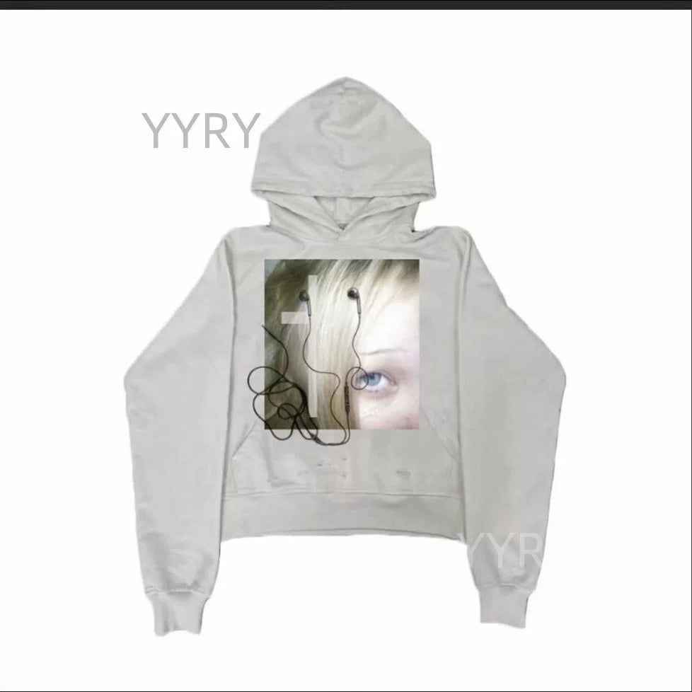 Graphic Print Cropped Hoodie
