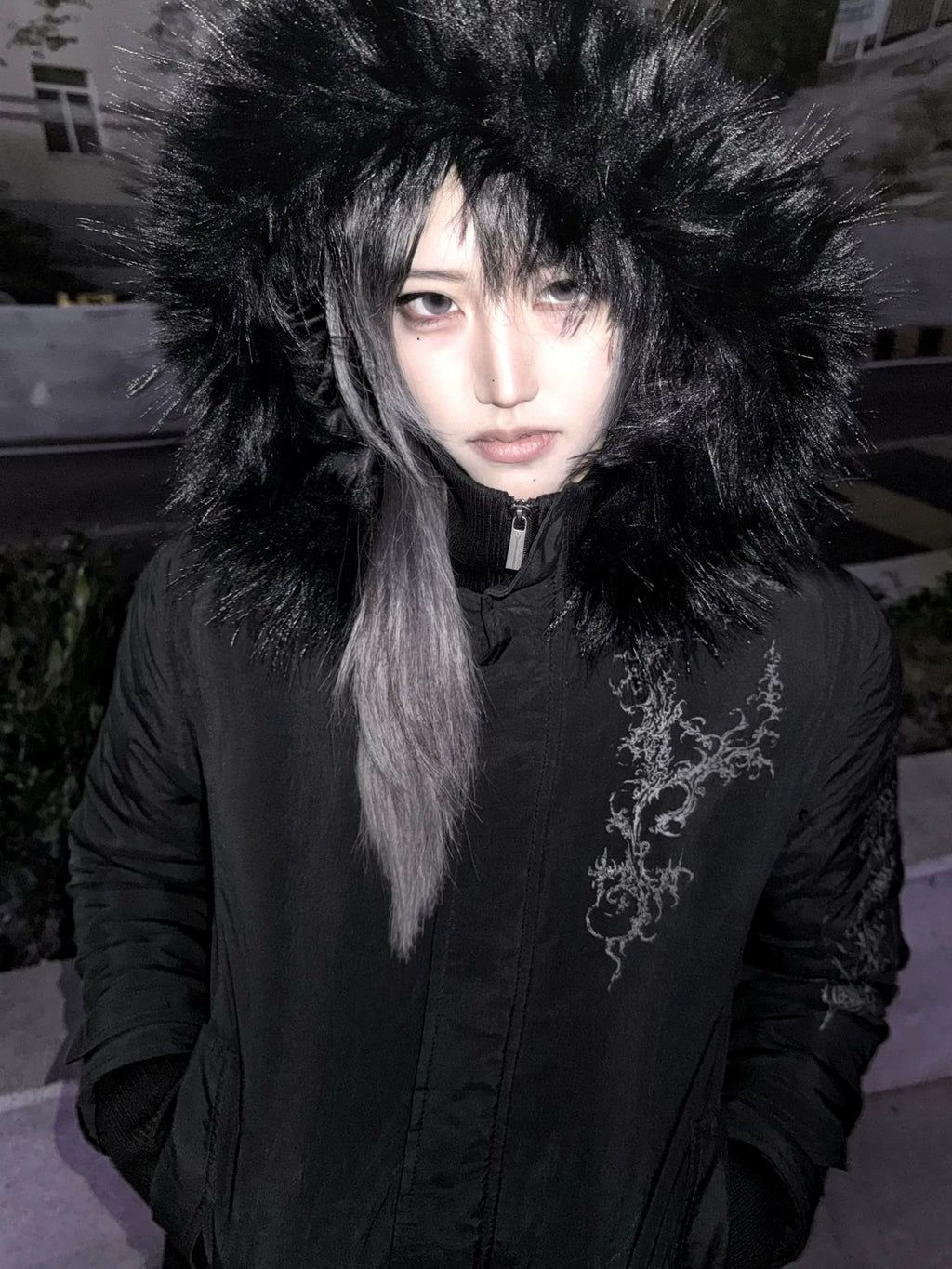 Fur Trim Hooded Cotton Jacket