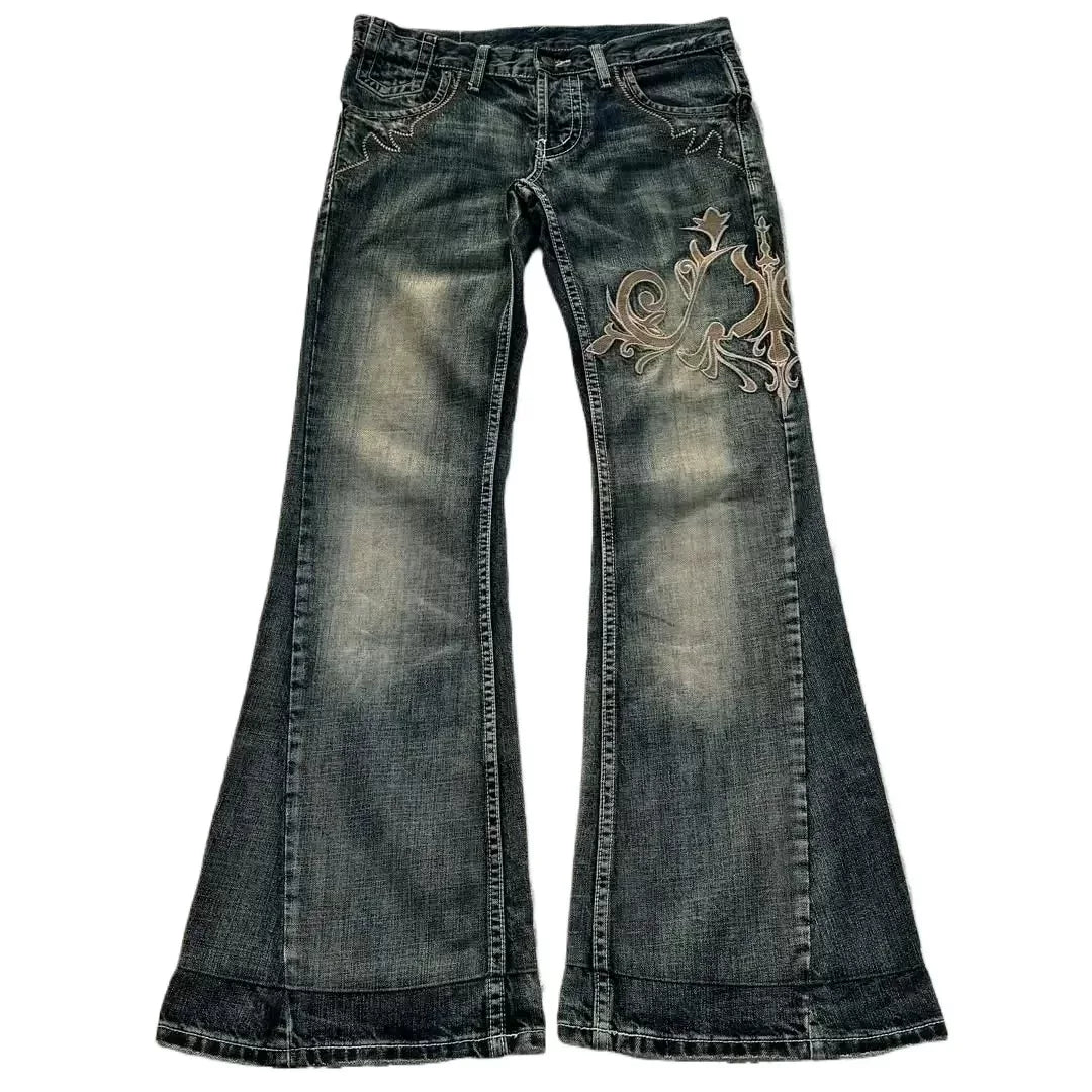 Tribal Embroidered Flare Jeans