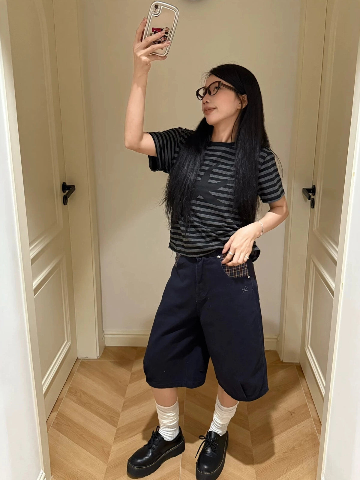 Plaid Pocket Denim Jorts