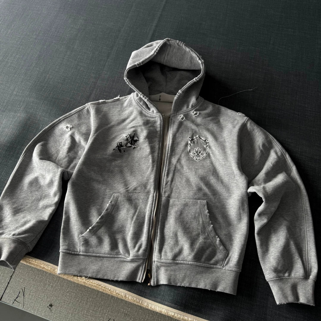 Templar Knight Washed Zip Hoodie