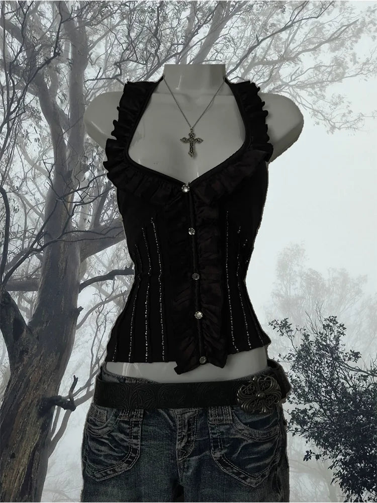 Ruffled Halter Corset Top