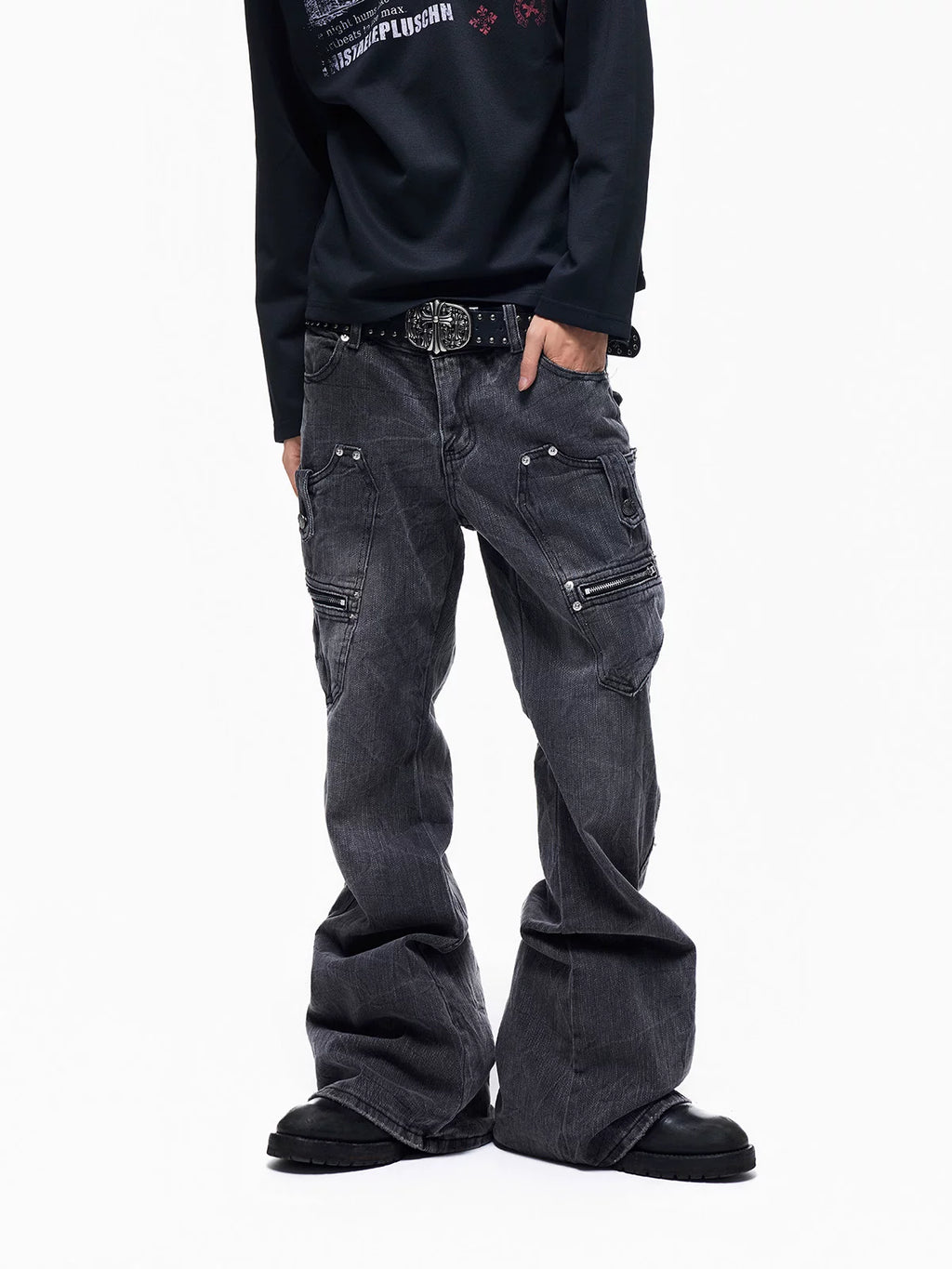 Floral Washed Multi-Pocket Flares
