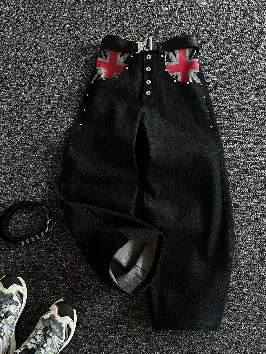 Union Jack Patch Wide Jeans
