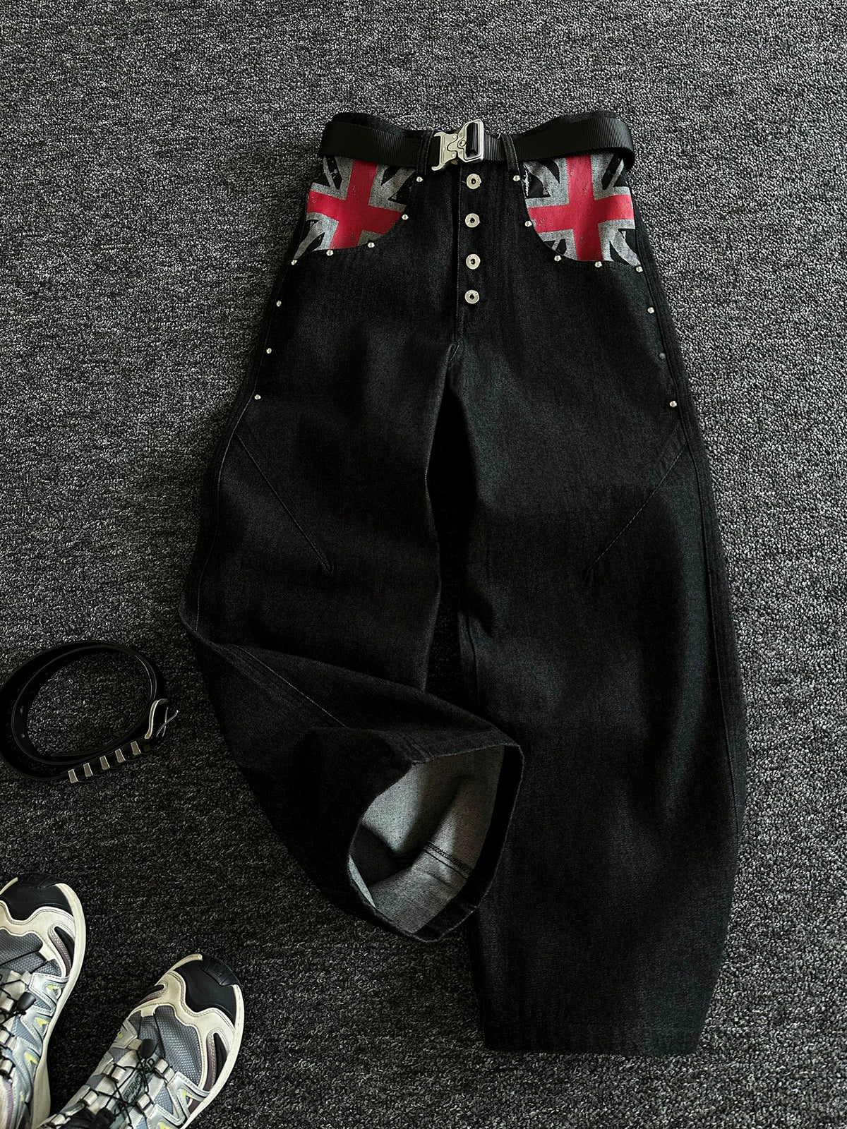 Union Jack Patch Wide Jeans
