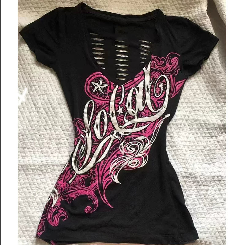 Cut-Out Back Graphic Tee