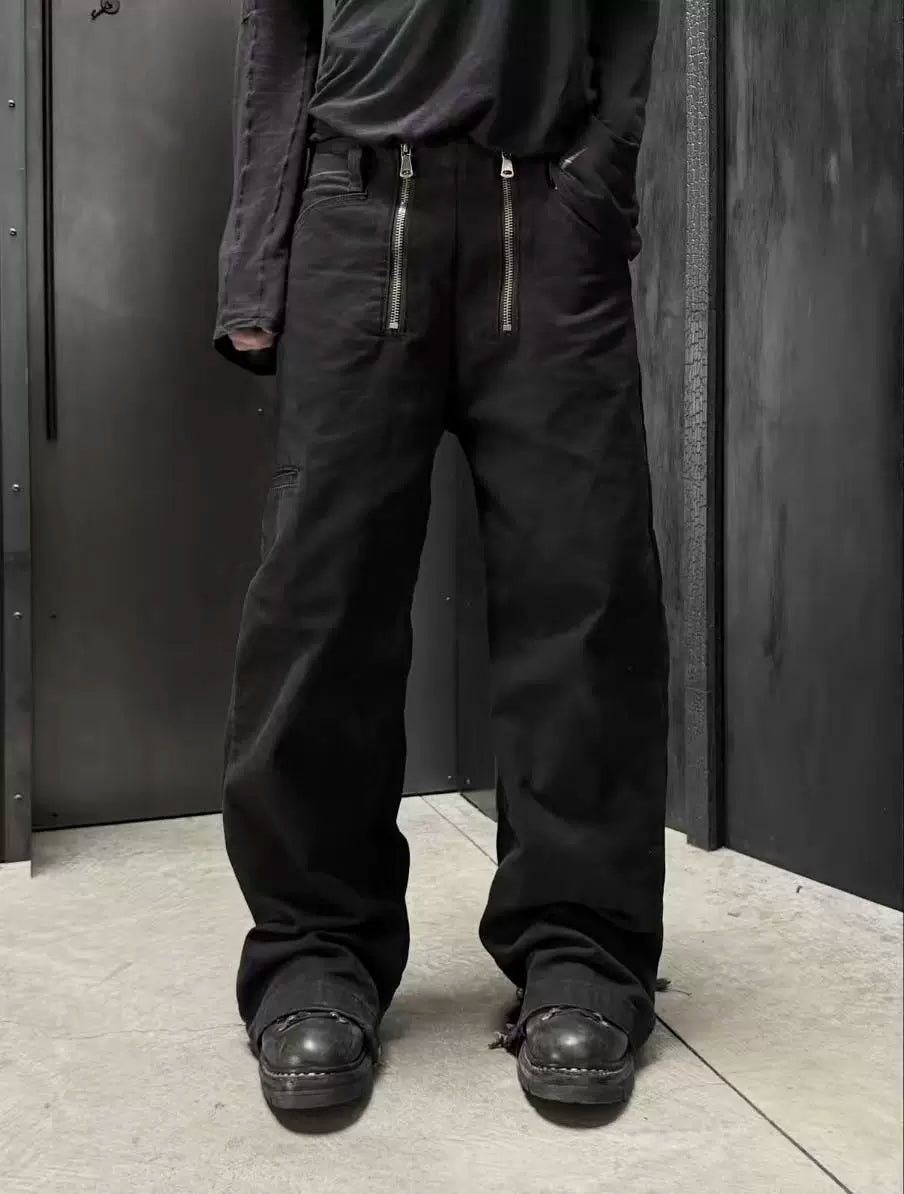 Double Zip Straight Work Jeans