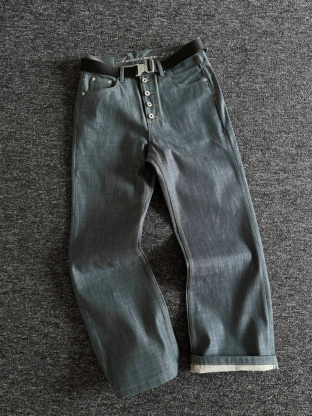 Grey Blue Five-Button Jeans
